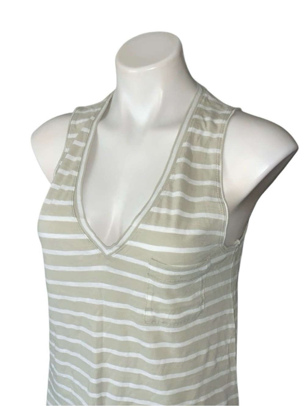 Madewell Neutral Striped Colorblock Tank Top V-Neck - Picture 3 of 6